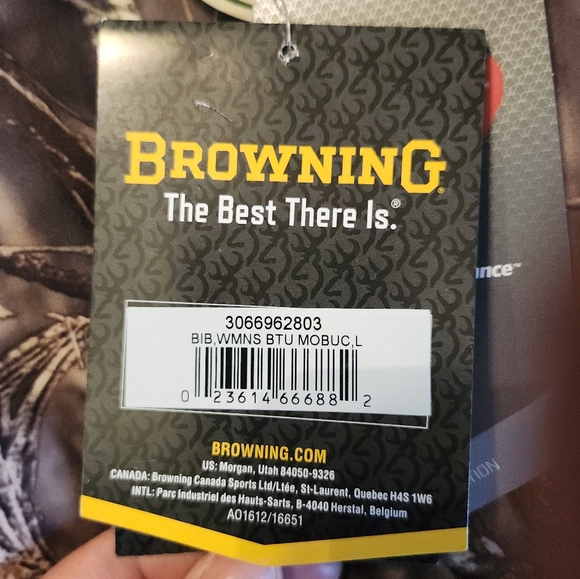 BROWNING Hells Canyon PRIMALOFT Insulated Hunting Mossy Oak Bibs WMS Size L NWT. - Picture 12 of 16